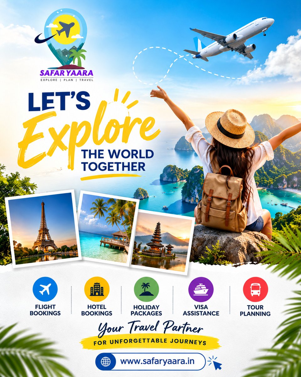 Furkan28gs's tweet photo. Explore the world with Safari Yaara. From flights and hotels to holiday packages, visas, and tour planning, we make every journey smooth, memorable, and stress-free. Your trusted travel partner for unforgettable experiences. https://t.co/eFit1q3z4j