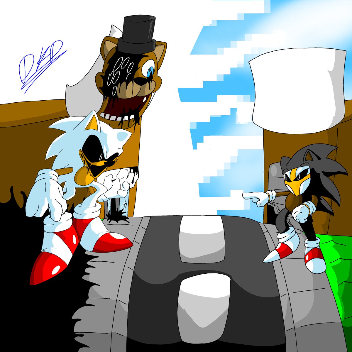 DullkidVerse's tweet photo. The Narrator vs The Anomaly, *Those worlds you've watched over are now in my control* 
#sonicocs #Sonicexe #Fyp #digitalart #Art https://t.co/nzs7xGCFKn