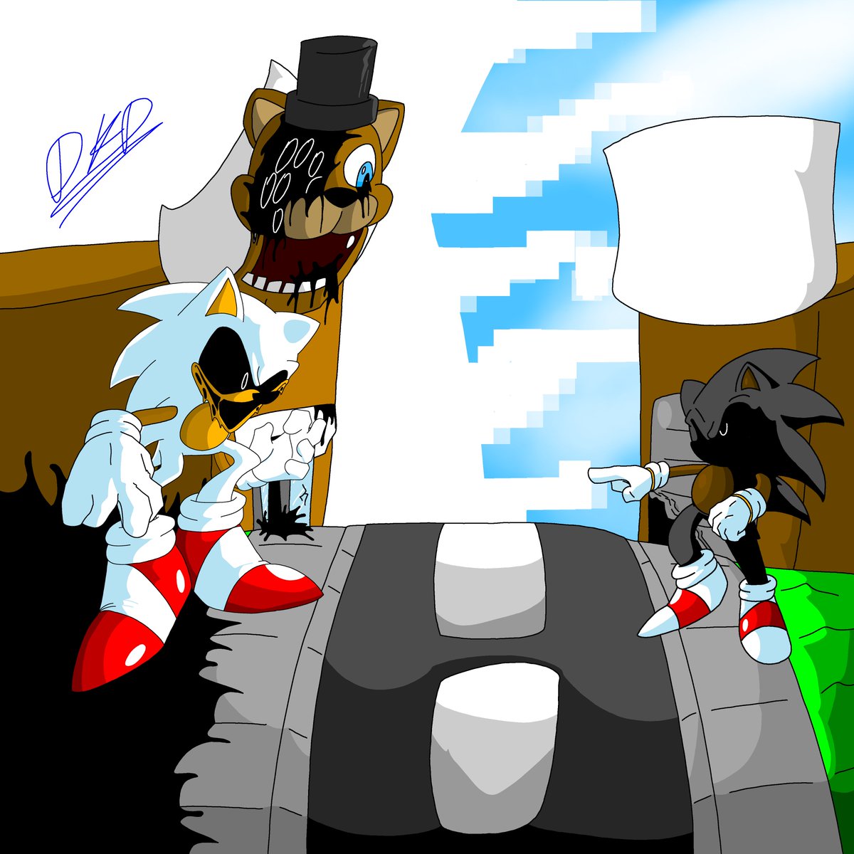 DullkidVerse's tweet photo. The Narrator vs The Anomaly, *Those worlds you've watched over are now in my control* 
#sonicocs #Sonicexe #Fyp #digitalart #Art https://t.co/nzs7xGCFKn