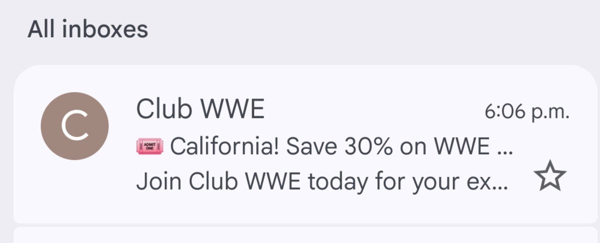 RobViper's tweet photo. I have never subscribed to any WWE mailing list or received promotional material until now. I'm also nowhere near California. https://t.co/IdELhgRzti