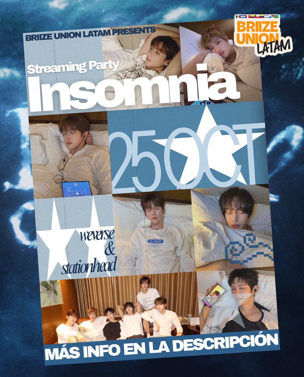 riizeargentina's tweet photo. Nos unimos como BRIIZE latinxs para darle nuestro máximo apoyo a #RIIZE en este comeback con ‘Insomnia’ durante 2 Streaming Parties.
1. Streaming Party - Stationhead
📅 25 de octubre
🕖 08:00 PM
2. Streaming Party - Weverse
📅 25 de octubre
🕖 09:00 PM https://t.co/R16mlwjuWp