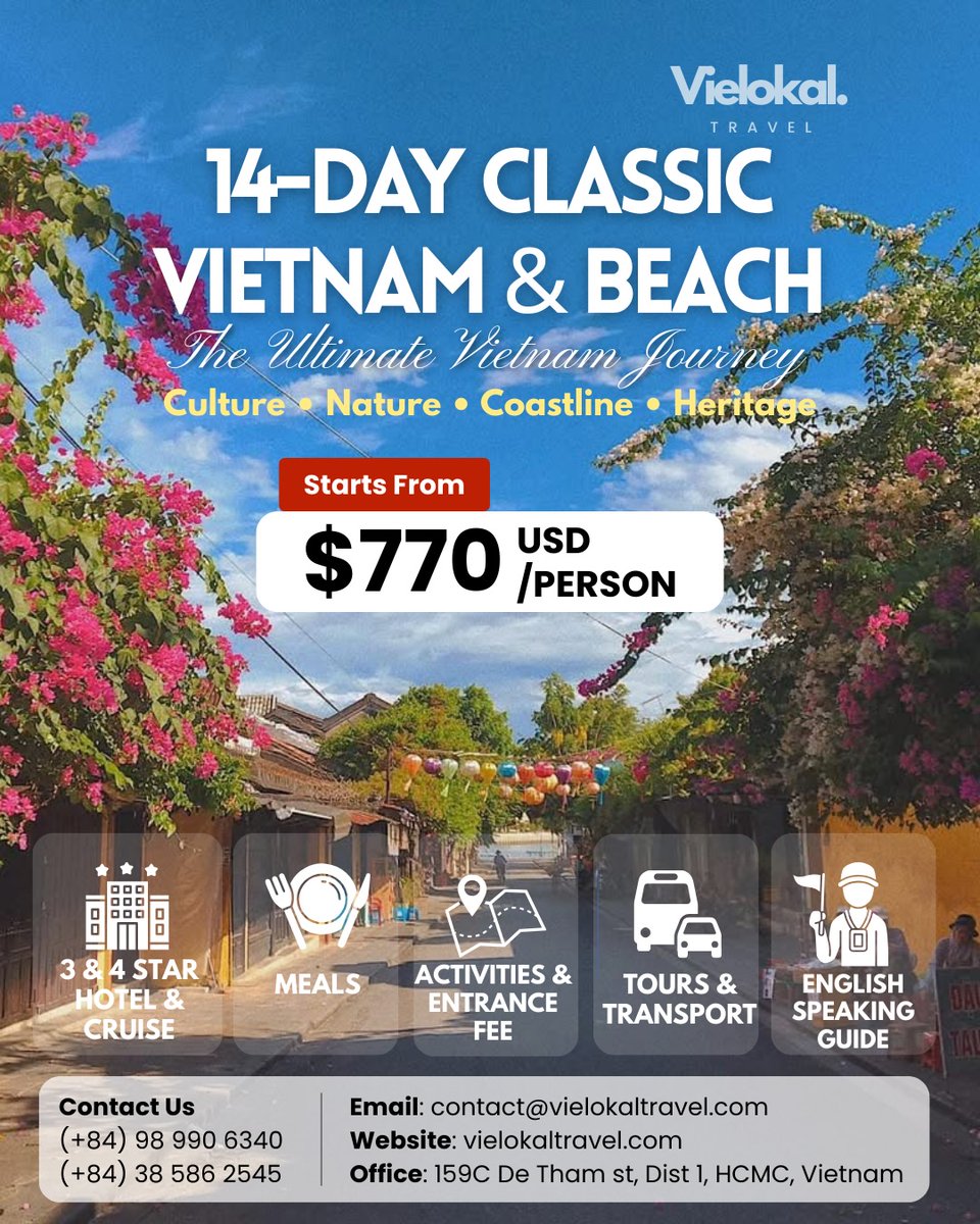 edisonhuera's tweet photo. 14 days across Vietnam, from Saigon’s street-food buzz to Ha Long Bay sunrises. Explore culture, nature, history, food, beaches, and unforgettable moments from south to north. https://t.co/VuuZGA0AGh