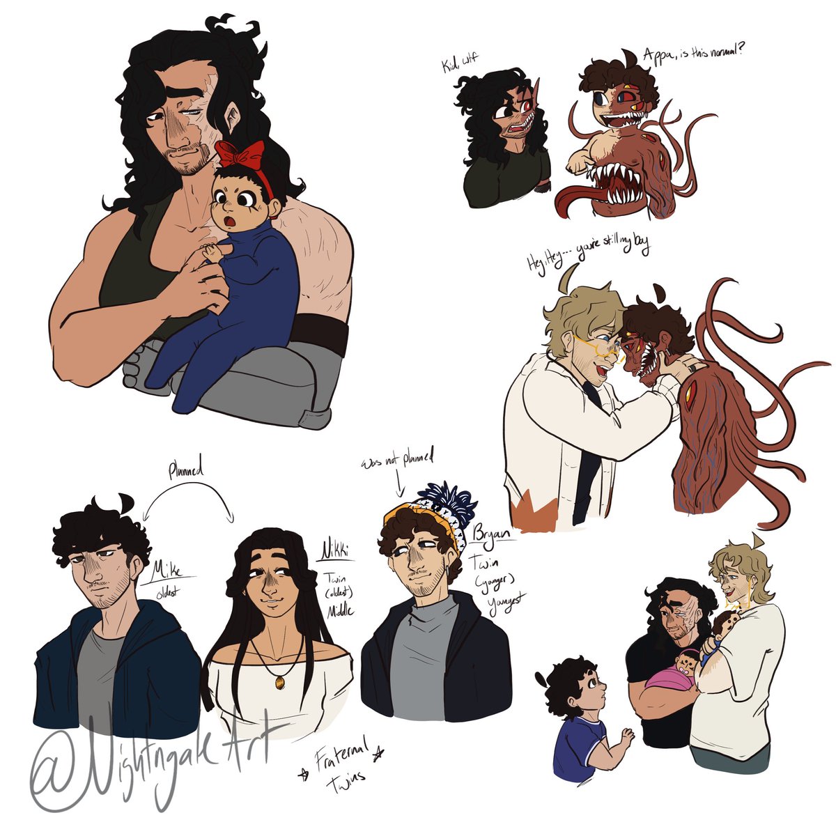 Nightngaleart's tweet photo. More of the horror family!
I also decided Grace never remembered his twin Colt until he had his twins :D

#simonironlung #projecthailmary #residentevil #obsession #fnafmovie https://t.co/7QJOUmRRCq