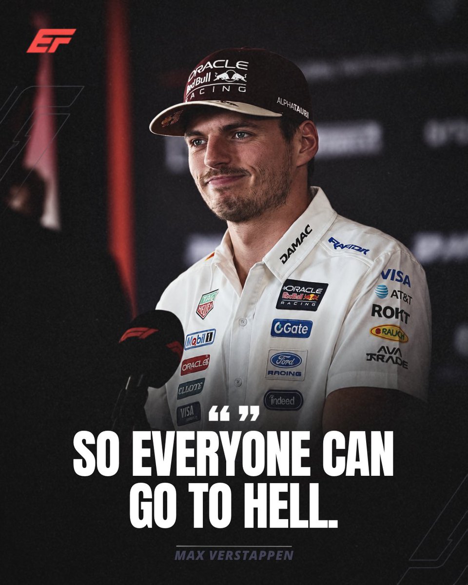 evrythngformu1a's tweet photo. Max Verstappen has no patience for online trolls. 😭

Asked about the hate Chris Lulham has received online, Max criticized how easily people can hide behind anonymous accounts.

“If it’s aimed at me, I don’t care. So everyone can go to hell.”

Max being Max. 💀

(H/T: @maxvcalloway) #F1