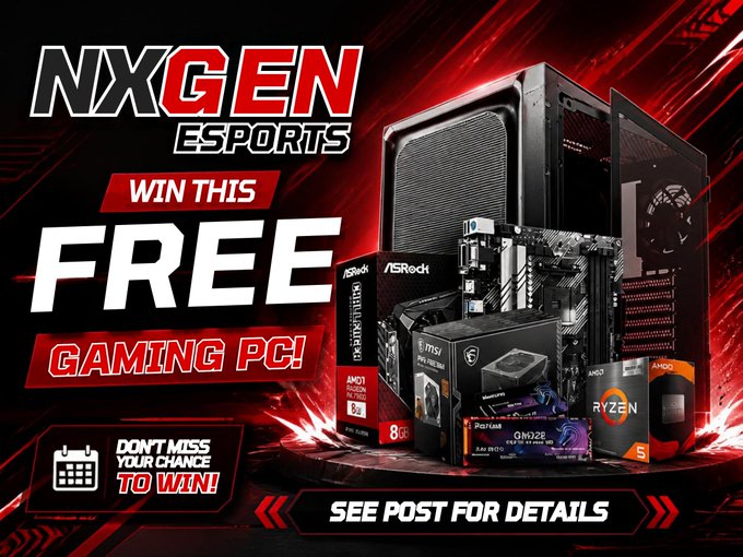 NxGen_Esport's tweet photo. 🔥 COMPETITIVE GAMERS — READ THIS.

Want to win a custom gaming PC worth $1,000+?

This is your shot.

Join Three Esports Communities, Complete Quests, Take On Challenges, and Stack entries all the way through October 31.

No paywalls. 
No purchase. 
Just pure grind → real rewards.

If you’re trying to level up your setup… 
👇 Tell us why YOU should win it.

🔗 https://t.co/7XjBLeVhf8

#NxGENGiveaway #GamingGiveaway #PCGiveaway #CustomPC #GamingSetup #EsportsCommunity #GamersUnite #FPSCommunity #CompetitiveGaming #GrassrootsEsports #GamingLife #PCBuilds #PCMasterRace #StreamerSetup #GamerLife #TechGiveaway #GamingContest #EsportsGiveaway #WinAPC