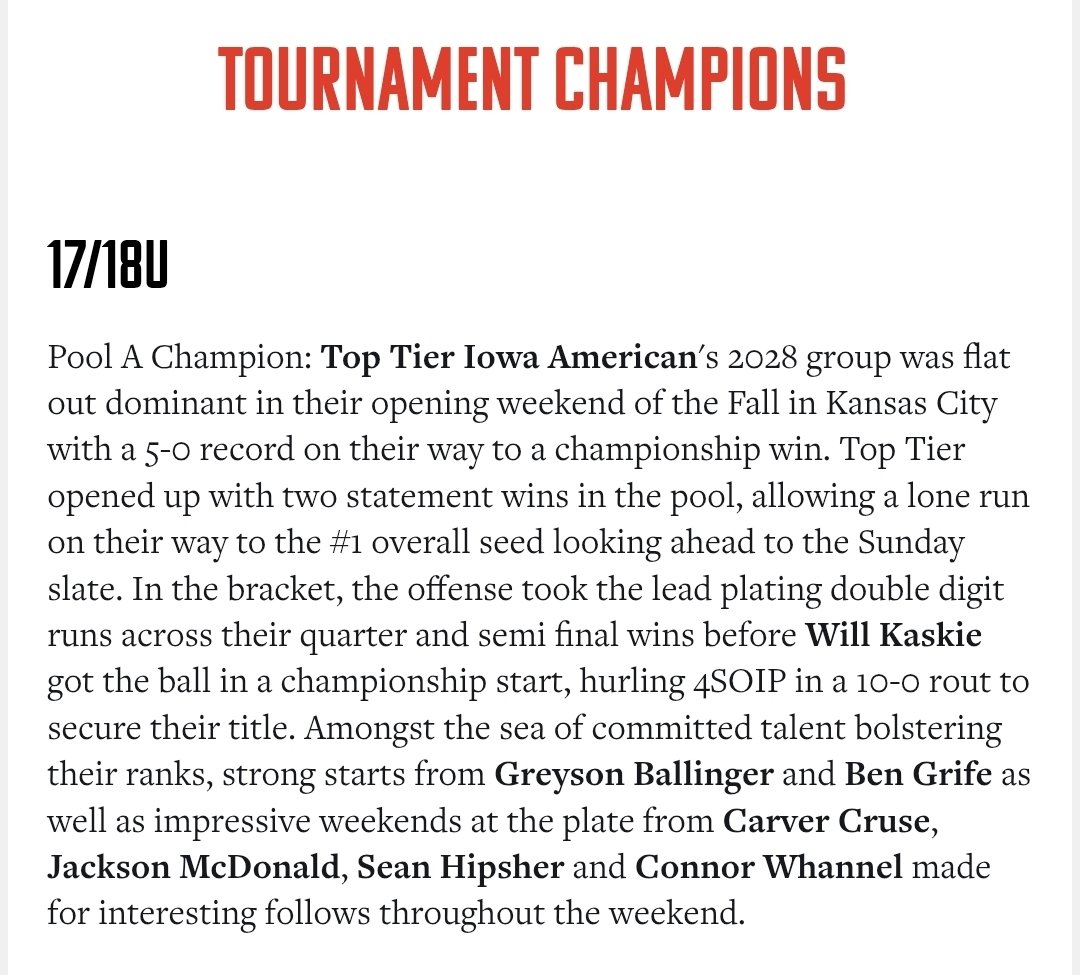 TopTierIA's tweet photo. Check those 2028 &amp; 2029 boys! 🏆🏆 @WillKaskie @GreysonBalling1 @BenGrife2028 @JackMack_16 @SeanHipsher @carvercruse21 @ConnorWhannel 
@TopTierBaseball #rollTier https://t.co/q8pQ5w7qms