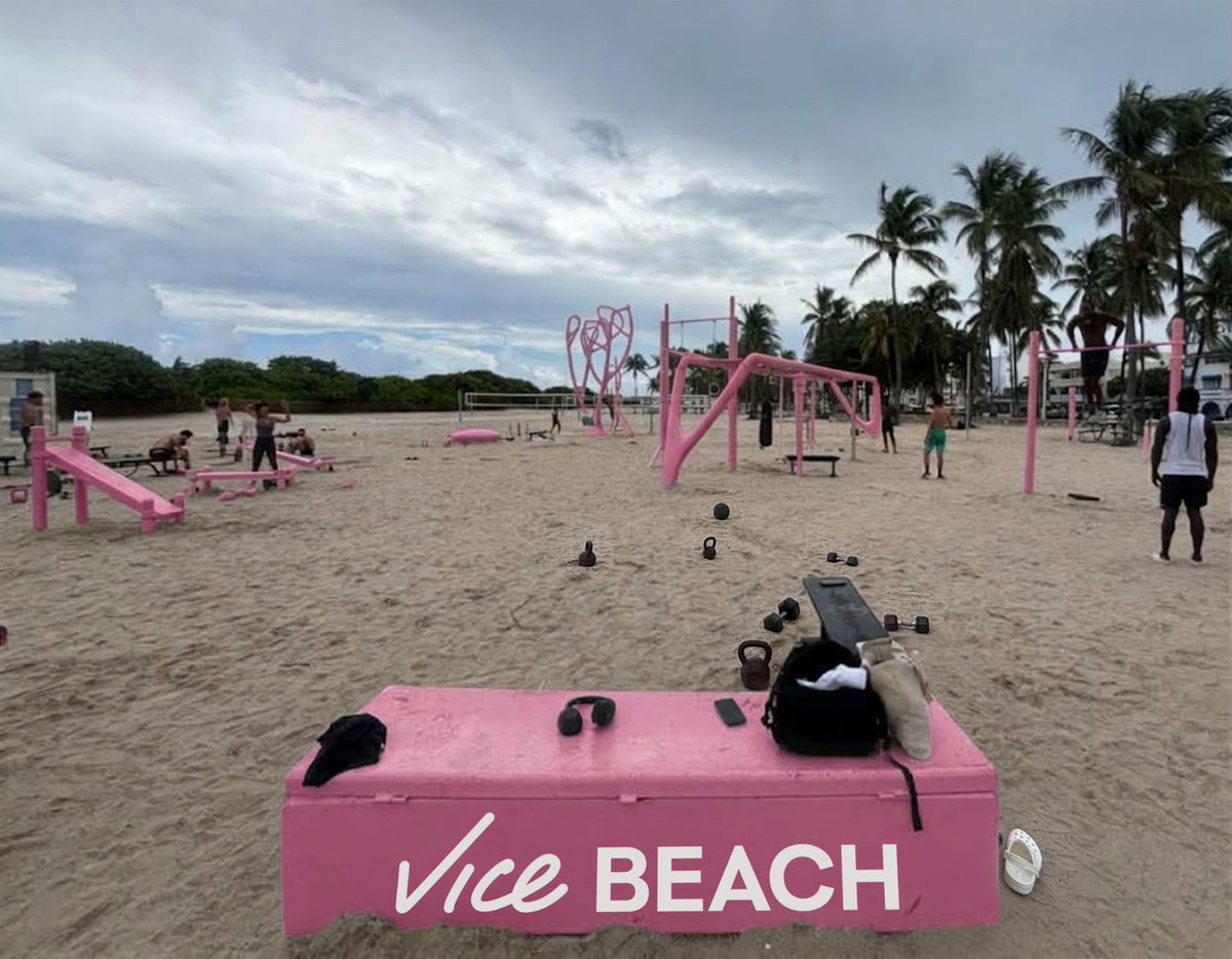 GTAVIGALAXYY's tweet photo. 🚨 BREAKING: Rockstar’s massive #GTA6 marketing plans have been revealed!

🌴 Giant pink Vice Beach sign in Miami
💪 Muscle Beach getting a GTA 6 makeover
🏨 $650,000 hotel transformation

Work begins October 26, with installations set to go live November 1! 🔥
(concept ai images)