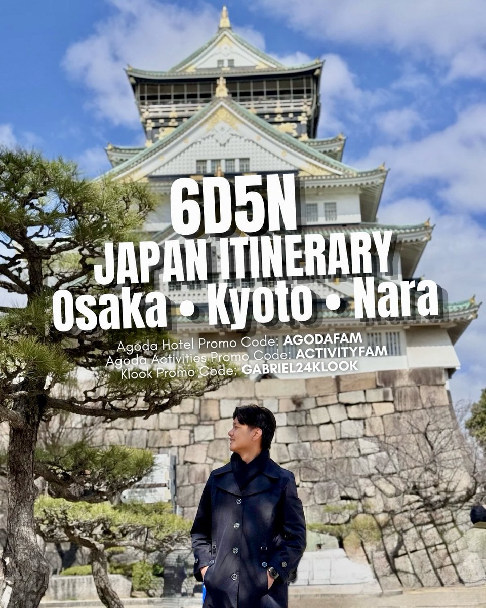 Andy2121Taylor's tweet photo. 6 Days, 5 Nights in Japan: Osaka, Kyoto, and Nara in one unforgettable trip. From Kyoto temples and Nara deer to USJ thrills, this itinerary is the perfect Japan starter pack. Save more with Agoda: AGODAFAM, ACTIVITYFAM, and Klook: GABRIEL24KLOOK https://t.co/N9I06dhTJj