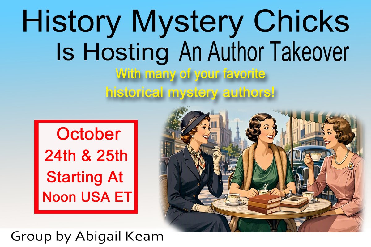 ECrowens's tweet photo. You must join the #historymysterychicks Facebook Page to participate. #fun #games #giveaways #bookgiveaways #mysterybooks #historicalmysteries I will be participating on Sunday, October 25th from 3:30-4 pm. Winners will be announced 10/27. https://t.co/EuAFTKb6Kj https://t.co/JWqgIM1Uvy