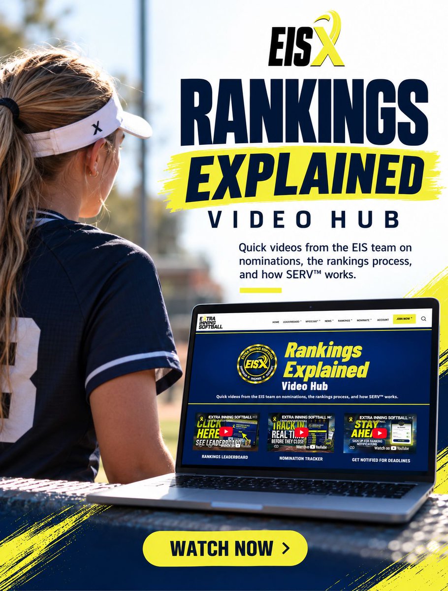 ExtraInningSB's tweet photo. 🎥 NEW! Rankings Explained Video Hub! 🥎 Get tips on nominations, rankings &amp; more!⭐ Pick the topics YOU want to learn about! ⬇️ 
https://t.co/IIlxEjB7I4 https://t.co/FtENWm277q