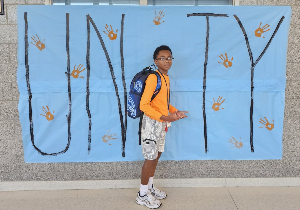 VVanderhorst's tweet photo. A little bit of #UnityDay 2026 @mullerroad! My StuCo kids have done it again! #stopbullyingstandupspeakout https://t.co/8gWnKBMECx