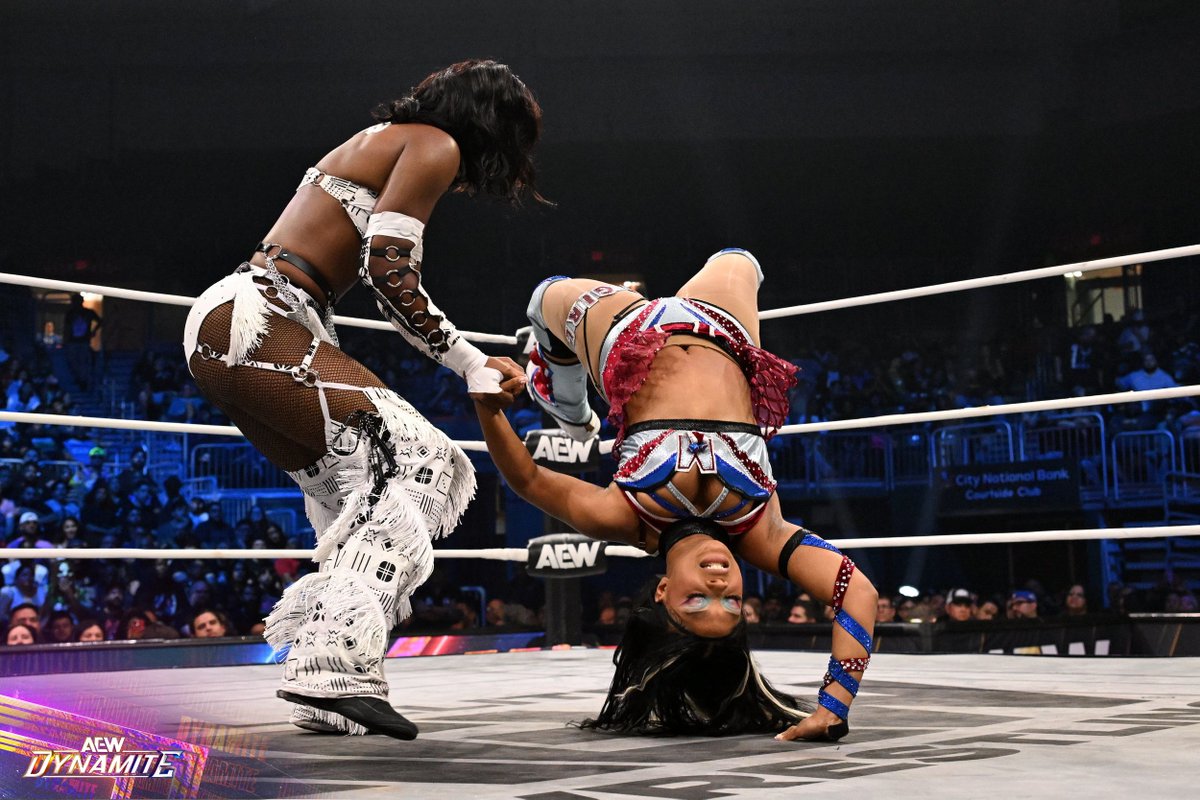 AEW's tweet photo. One shot at the TBS Championship. Two competitors who refused to stay down! 😤 @amisylle and @MayaWorldd traded blows as TBS Champion Persephone and Dr. @RealBrittBaker kept a close eye!

Watch the #AEWDynamite replay on HBO Max! https://t.co/LSD9IGwOq8