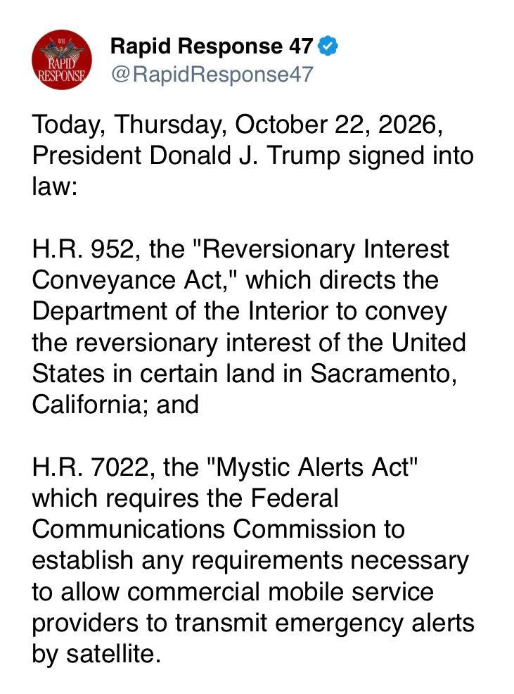 TheKaterPotater's tweet photo. Wait... what?? Did somebody say EBS?

Today, Trump signs EBS executive order 
💥H.R. 7022, the "Mystic Alerts Act" which requires the Federal Communications Commission to establish any requirements necessary to allow commercial mobile service providers to TRANSMIT EMERGENCY ALERTS BY SATELLITE 👈💥