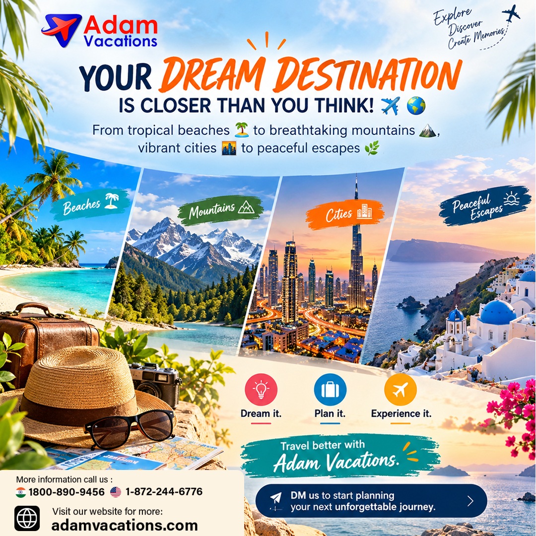 MHJones11410's tweet photo. Your dream destination is closer than you think. From tropical beaches to mountain escapes, vibrant cities to peaceful retreats, Adam Vacations makes travel dreams unforgettable. Where would you go first? https://t.co/kOALbNKAOj