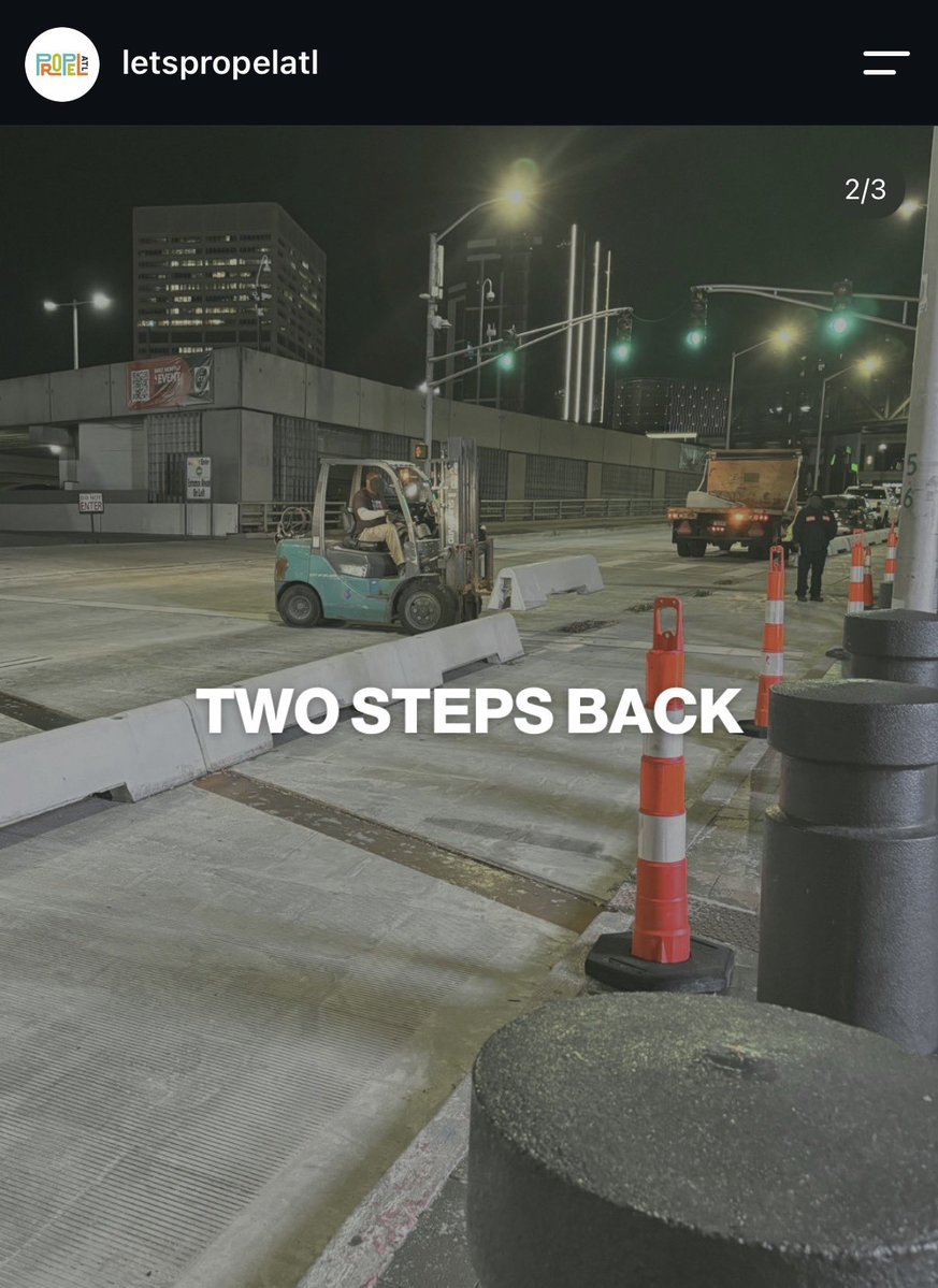 HowEPhil's tweet photo. Are Atlanta tax dollars being spent installing, removing, reinstalling, then removing AGAIN the cycle track on Centennial Olympic Park?

Put them in place and leave them alone so people can get around town safely
AND you can stop wasting time and money on moving them around. https://t.co/FHUL7RwQNR