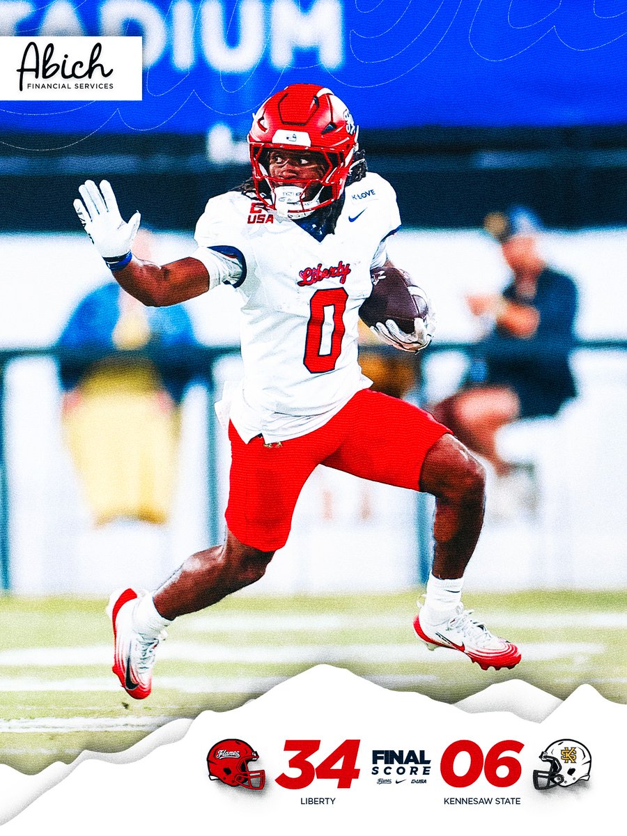 LibertyFootball's tweet photo. the Flames went down to Georgia… 🔥

Final Score Presented By: https://t.co/O2CxztGqhY https://t.co/TTMcjQnO4O