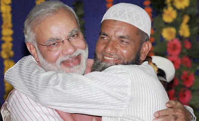 mrelection2026's tweet photo. @WhizKid23977 @wrendomx Here is the Honorable Prime Minister @narendramodi hugging those same Muslims😂 https://t.co/l0PukP2Tqk