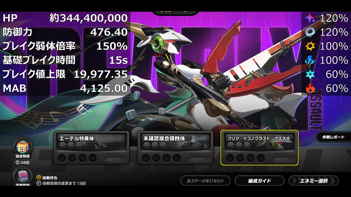 voya_zzz's tweet photo. 危局強襲戦 第48期 (10/23～11/6)
未確認：6期ぶり、HP約20.0%増
ヴェスポ：11期ぶり、HP約11.1%増
#ゼンゼロ  #zzzero https://t.co/LT5tCUHH6u