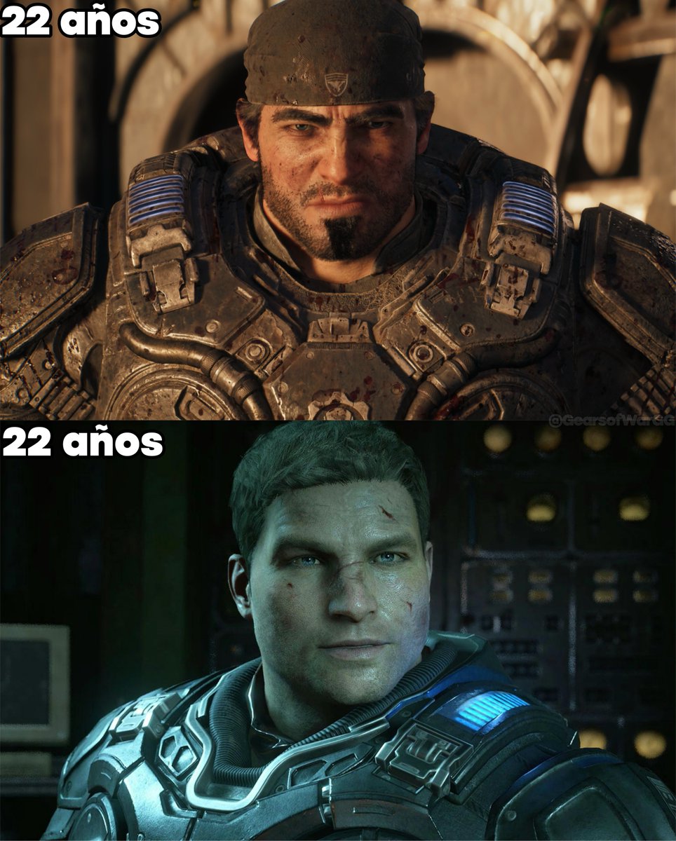 GearsofWarGG's tweet photo. Comparación entre Marcus Fenix en Gears of War: E-Day y su hijo, JD Fenix, en Gears of War 4.

De tal palo, tal astilla. 🔥 https://t.co/pMkYERsvQR