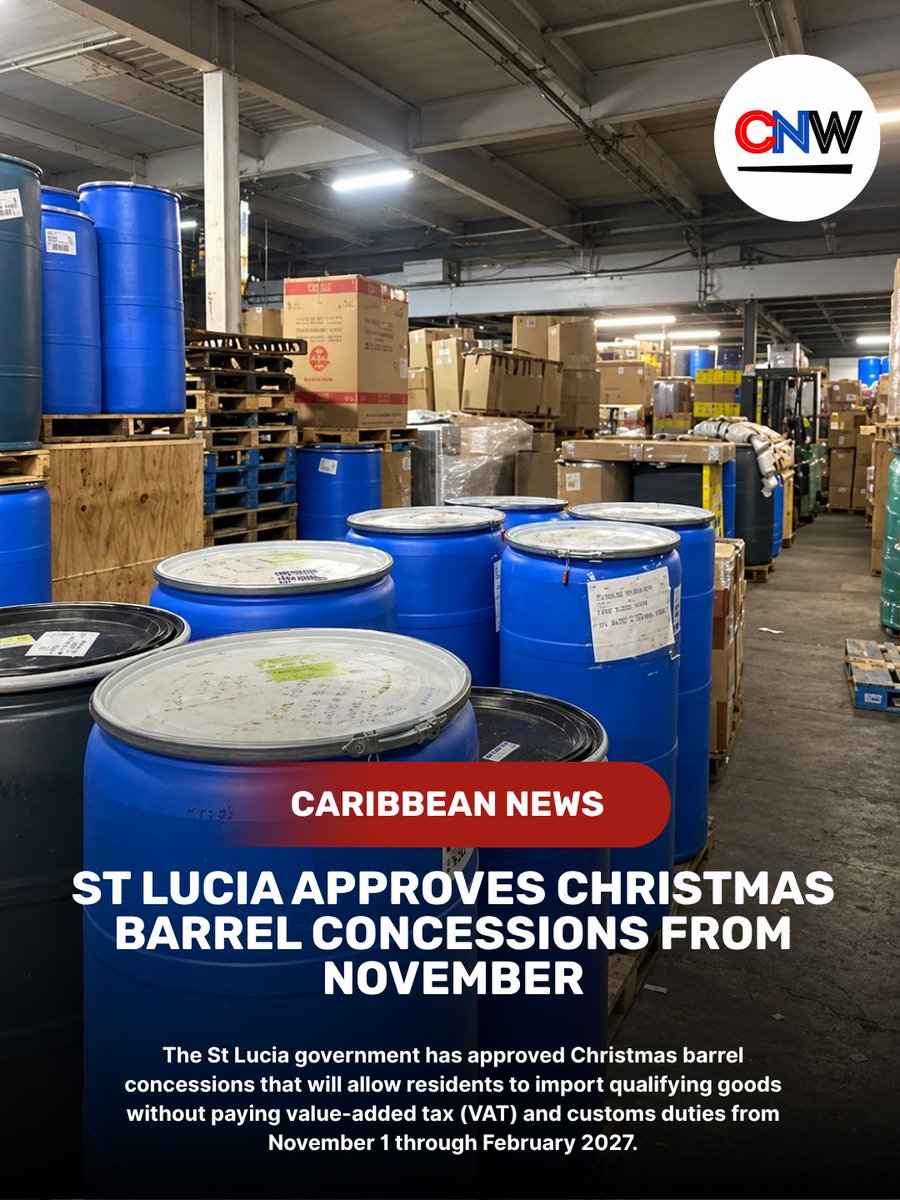 CNWNetwork's tweet photo. 🇱🇨🎄 CHRISTMAS BARREL SEASON IS HERE! Saint Lucia is making it easier for families to send love home this holiday season! 📦❤️
https://t.co/TFIN776Vqa https://t.co/jLqy9EbOiB
