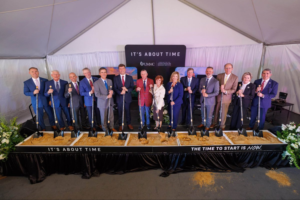 DelbertHosemann's tweet photo. For years, Mississippians facing cancer have had to travel hours away from home and loved ones to receive treatment during some of the scariest moments of their lives. Today, that begins to change at @UMMCMedicine 

Breaking ground on Mississippi’s very own cancer center is nothing short of historic, and I am proud of the Legislature’s support of UMMC’s mission to improve cancer outcomes and bring hope to families across our state.