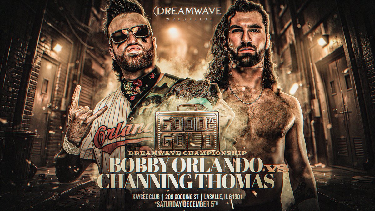 DWWrestling's tweet photo. 🚨 Match Announcement 🚨 

Dreamwave Championship
BOBBY ORLANDO (c) vs. CHANNING THOMAS

TWO MOMENTS OF GLORY. TWO ACTS OF BETRAYAL. ONE SCORE LEFT TO SETTLE.

History has a cruel way of repeating itself in Dreamwave Wrestling.

On October 11th, 2025, at Trick or Treat, Channing Thomas captured the Dreamwave Championship from Connor Hopkins. But his moment of triumph was stolen when The Curse attacked, robbing him of the celebration he had earned.

Nearly one year later, on October 10th, 2026, at Trick or Treat, Bobby Orlando defeated Connor Hopkins to become the NEW Dreamwave Champion!

As the locker room celebrated the apparent downfall of The Curse, Bobby’s longtime friends Sidney Bakabella and Channing Thomas remained in the ring.

What happened next shocked everyone.

Bakabella threw a fireball into Bobby’s face, and Channing followed with a devastating piledriver.

Just like Channing one year earlier, Bobby never got his championship celebration.

The difference? This time, Channing was the one who stole it.

Now, on December 5th at Good As Gold, former friends become bitter enemies with the Dreamwave Championship on the line.

For Bobby, it’s about revenge. For Channing, it’s about reclaiming the championship he once held.

Two consecutive years. Two championship victories. Two celebrations destroyed.

On December 5th, the ghosts of Trick or Treat return to haunt them both.

📍 Kaycee Club | LaSalle, IL
📅 Saturday, December 5th
📺 Live on IWTV
🔔 6 PM Bell Time
🎟️ https://t.co/oBdhtG5bWO