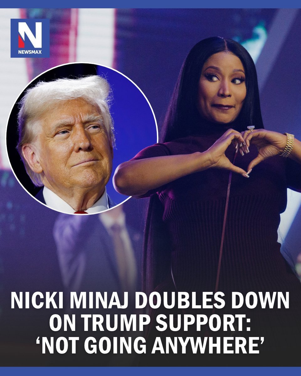 barrntrup's tweet photo. HERE TO STAY: Nicki Minaj doubled down on her support for Donald Trump, posting on social media that she is "not going anywhere" after the president publicly called her his favorite.

"Not going anywhere. Right where I need to be," Minaj posted on X on Oct. 20, responding to criticism of her support for the president.

The message followed an Oval Office appearance with Trump, who greeted the Queens-born rapper.

"There she is, my favorite. She's been with me a long time. I won't say how long," Trump said during the meeting. Minaj, wearing a black-and-white outfit, responded, "Hi, Mr. President."