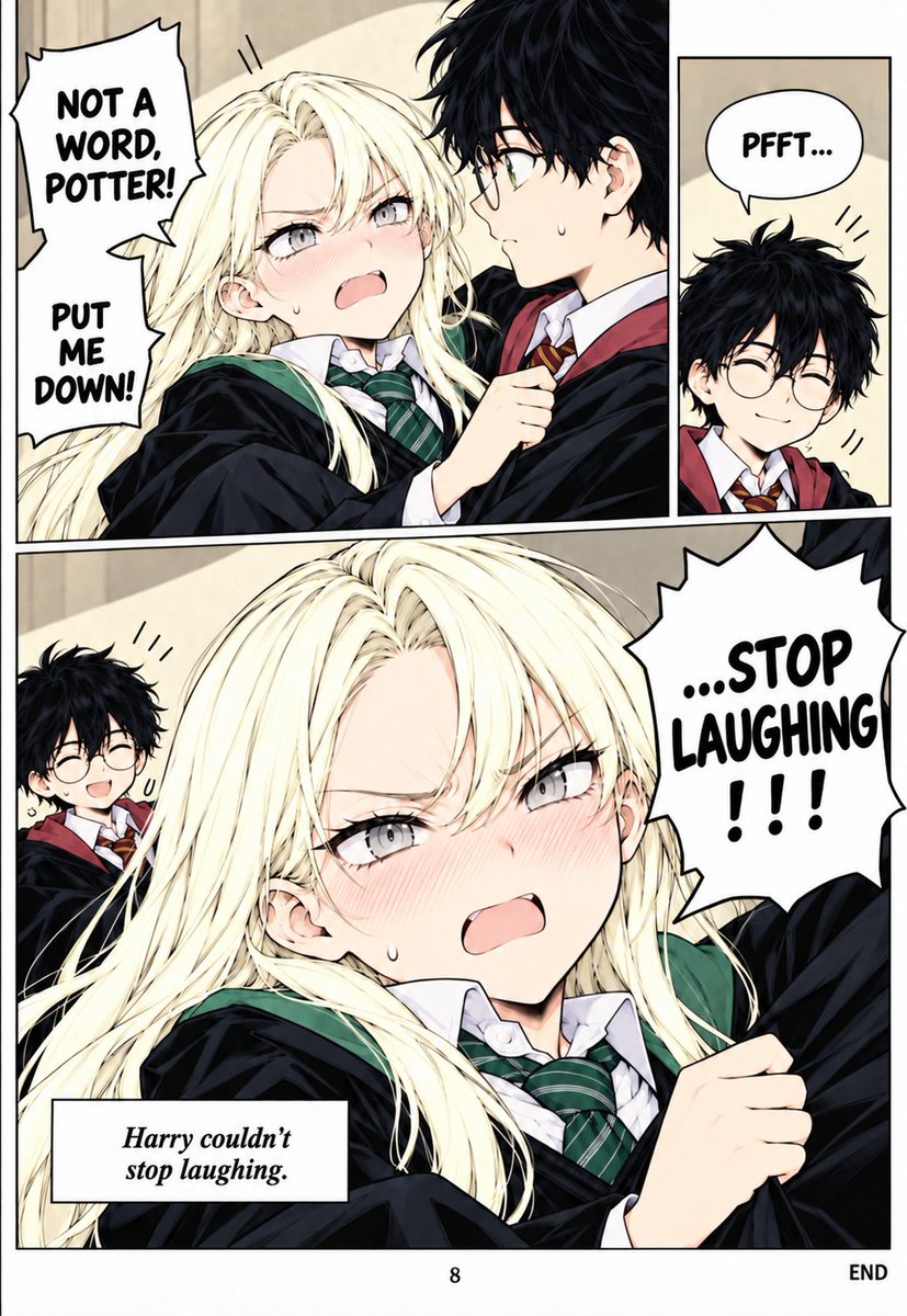 wanruochenhun's tweet photo. Malfoy the young lady who turned into a ferret. 
Page 5-8 
Translation and Coloring for manga by Focolate@bilibili  #malfoid #HarryPotter https://t.co/ftjD6i2yYY
