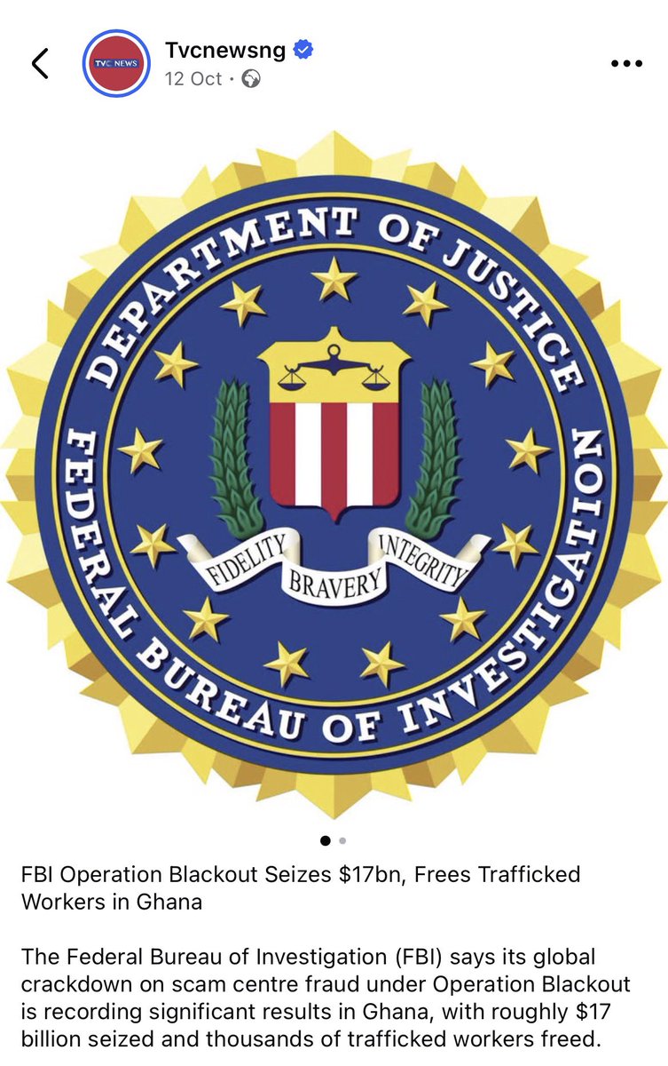 Naijaclipx's tweet photo. FBI Operation Blackout  just seized roughly $17 billion from Ghana alone in the past few months, they’re currently in Nigeria taking surveys and monitoring fraudsters and trvffickers https://t.co/2TjCbnm50M