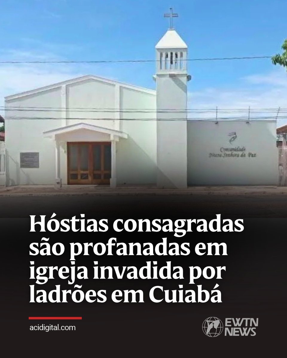 ewtnnewspt's tweet photo. Hóstias consagradas foram profanadas durante a invasão à comunidade Nossa Senhora da Paz, pertencente à paróquia Nossa Senhora da Guia, na madrugada de ontem (21), no bairro Jardim Petrópolis, em Cuiabá (MT). Segundo o pároco, padre Welinton Francisco da Costa, “arrombaram a sacristia, levaram alguns objetos litúrgicos” e profanaram a Eucaristia, o “maior tesouro” da Igreja.

O padre ainda relatou que os invasores abriram o sacrário, espalharam a Eucaristia pelo presbitério e levaram a maior parte das hóstias consagradas.

Segundo a assessoria de comunicação da Arquidiocese de Cuiabá, a zeladora da igreja encontrou o cadeado arrombado ao chegar ao local ontem pela manhã e avisou o padre. Ao entrarem na Igreja, perceberam que alguns objetos haviam sido furtados.

“O sacrário foi aberto com a própria chave, pelo que entenderam. Levaram âmbulas, cálices, patena, jogaram Jesus no chão e saíram. Algumas partículas foram pisoteadas”, disse a assessoria à ACI Digital.

Entre os itens furtados estão cinco âmbulas, uma teca, uma galheta, uma hóstia grande consagrada e dois cálices utilizados nas missas.

Segundo a assessoria, o padre acredita que “foi furto mesmo”, pois os invasores “queriam objetos de valor” e “reviraram a secretaria e outros ambientes para roubar aquilo que pudessem trocar ou vender”.

Um boletim de ocorrência foi registrado, e o caso é investigado pela Delegacia Especializada de Roubos e Furtos (DERF). A polícia também apura imagens de câmeras de monitoramento da região. Até o momento, segundo a assessoria da arquidiocese, não há suspeitos identificados.

“Diante desse triste acontecimento, a arquidiocese de Cuiabá expressa sua solidariedade ao pároco, padre Welinton Francisco da Costa (SDB), e a todos os fiéis da comunidade, unindo-se em oração e reafirmando seu respeito à Sagrada Eucaristia, centro da vida da Igreja”, disse a arquidiocese em nota de repúdio.

Segundo a arquidiocese, a profanação das hóstias consagradas é um “ato que fere profundamente a fé católica e o sentimento religioso da comunidade”.

📌 Siga @ewtnnewspt para mais conteúdo católico.