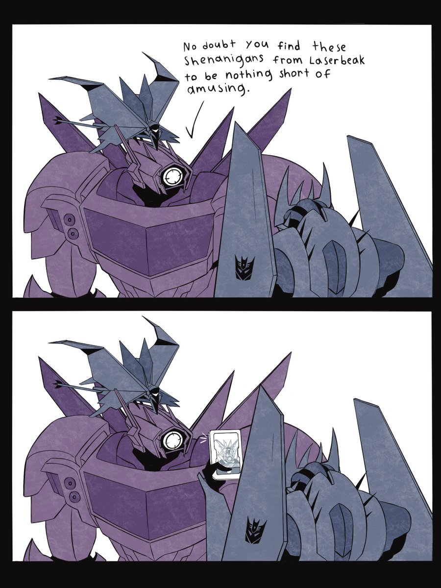 DrinkySketch's tweet photo. At least Laserbeak won’t be able to poop on his helm. 
#wavewave #Shockwave #Soundwave #transformers #Maccadam https://t.co/tVjsOTtoDm