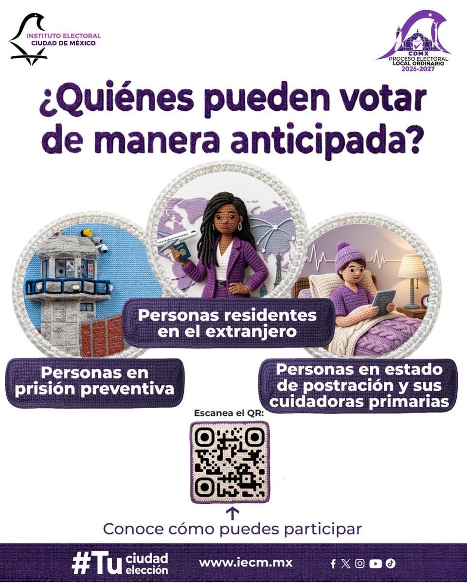 Distrito29IECM's tweet photo. ¡Tu voto también cuenta, estés donde estés!
En el Proceso Electoral Local Ordinario 2026-2027, existen modalidades que permiten ejercer el voto de manera anticipada.
Conoce cómo funciona cada modalidad y los requisitos para participar en: https://t.co/5dHaRkspAi https://t.co/lg4DQHfC0h