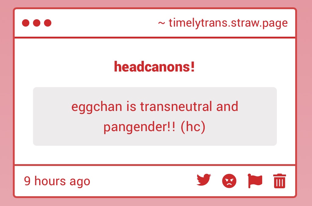 timelytmascfem's tweet photo. Eggchan from Unstable Universe is transneutral pangender! (headcanon)

submitted by anon
—🌪️ https://t.co/8XsyKBU5v8