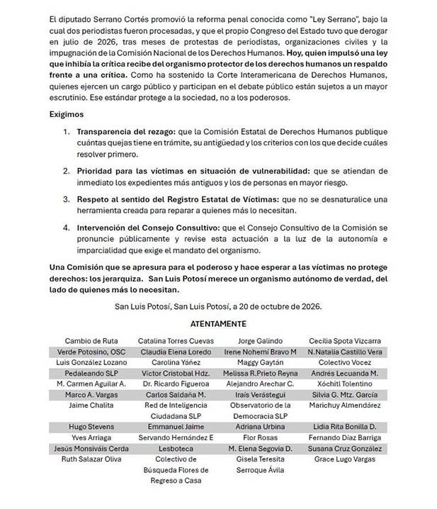 FrenteCivicoP's tweet photo. Los derechos humanos no son un privilegio del poder. Exigimos a la CEDH prioridad para las verdaderas víctimas en situación de vulnerabilidad y no a los intereses políticos. @pulso_mx @AstrolabioSLP @LaNoticiaSanLui @OmarNino13 @Pajaropolitico https://t.co/YUm0OaVAYA