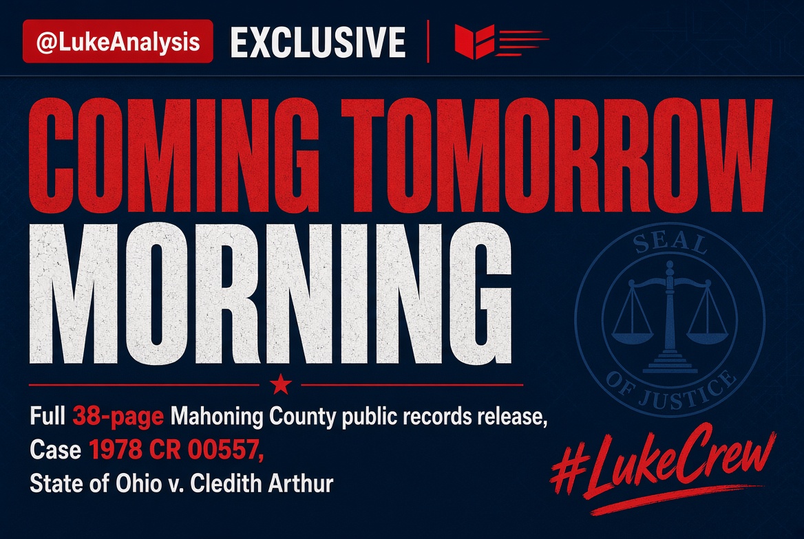 LukeAnalysis's tweet photo. 🚨 ⚖️ COMING TOMORROW 10/23/2026: The full 38-page Mahoning County court file the Ramaswamy campaign didn't want you to see. State of Ohio v. Cledith Arthur (Amy Acton’s stepfather).

Donna Arthur claimed no charges were ever filed. The official file confirms child rape and extreme neglect. The ad's "truth" was a total fabrication.

All pages. In order. Nothing withheld. Buckle up.

@LukeAnalysis #LukeCrew #ActonStepfatherArrest