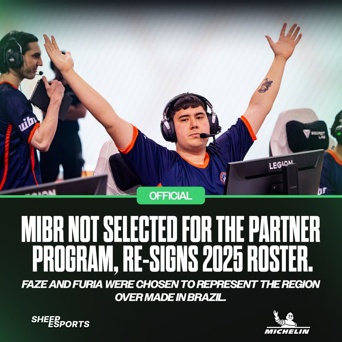 SheepRLE's tweet photo. [OFFICIAL] MIBR was not selected for the #RLCS Partner Program, but will retain their previous season's roster for the Open Qualifiers, per MIBR's Esports Manager.

@Michelin https://t.co/adJhCOM5Xg