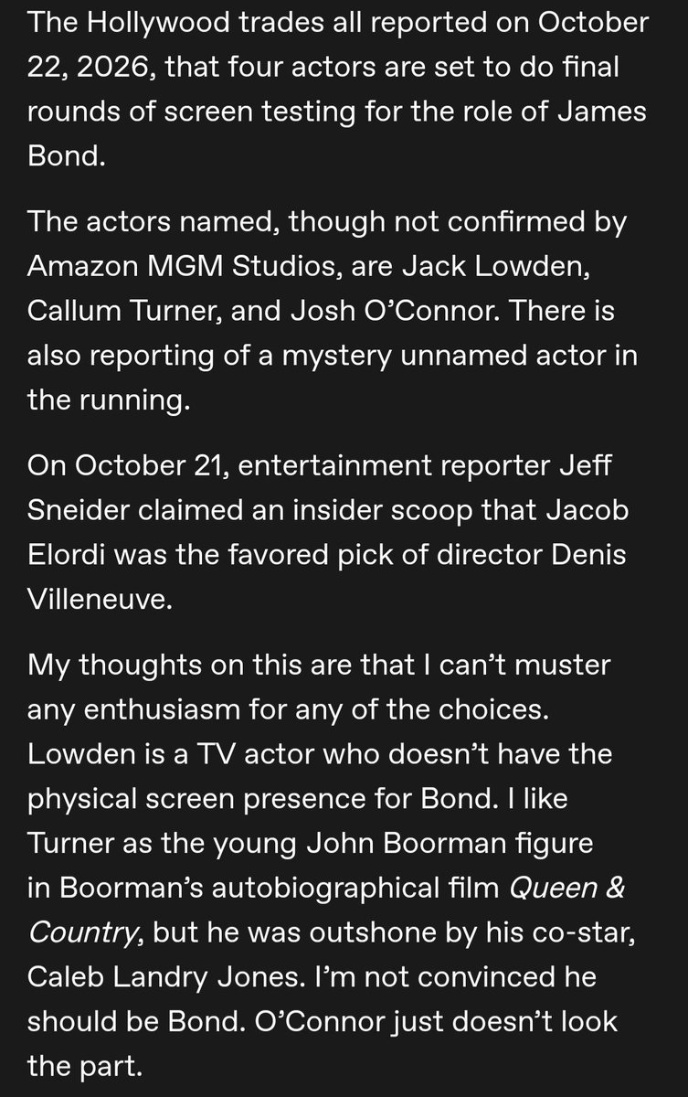 __danman007's tweet photo. My thoughts on Bond casting choices... https://t.co/VEqKk2FxcJ