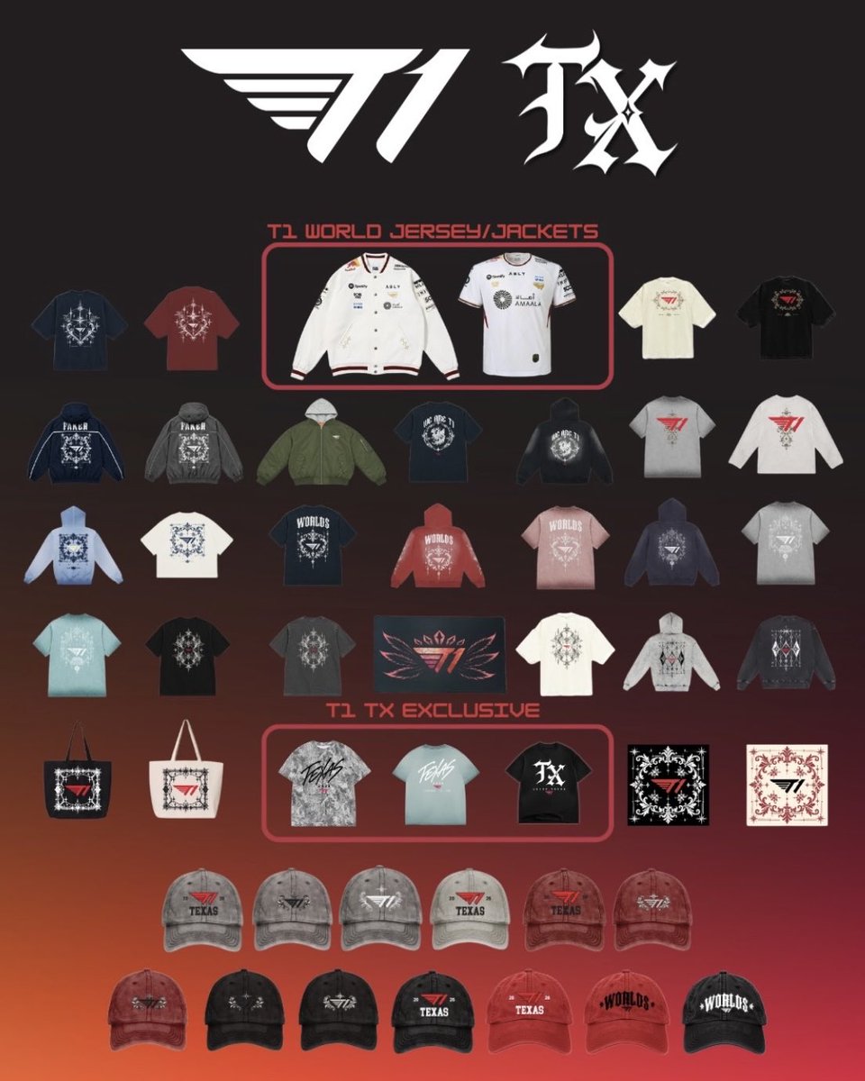 jadetokky's tweet photo. T1 is coming to Texas! 🤠✨

📍 Location: 190 E Stacy Rd Unit 1320, Allen, TX 75002
🗓️ Dates: Oct. 23 - Nov. 7
⏰ Hours: 10 AM - 7 PM Daily

Get ready for the official T1 Worlds Pop-Up! Stop by to check out exclusive merch, custom patches, games, giveaways, &amp; special freebies. https://t.co/SXfqxfEjST