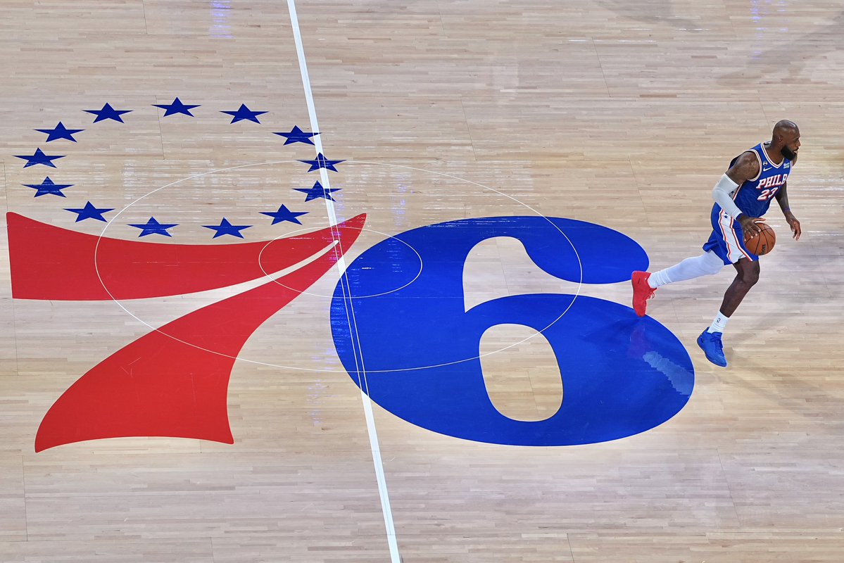 NickDePaula's tweet photo. LeBron James makes his 76ers home debut in a mismatched pair of the Nike LeBron 24 https://t.co/xKDjSOIIEO