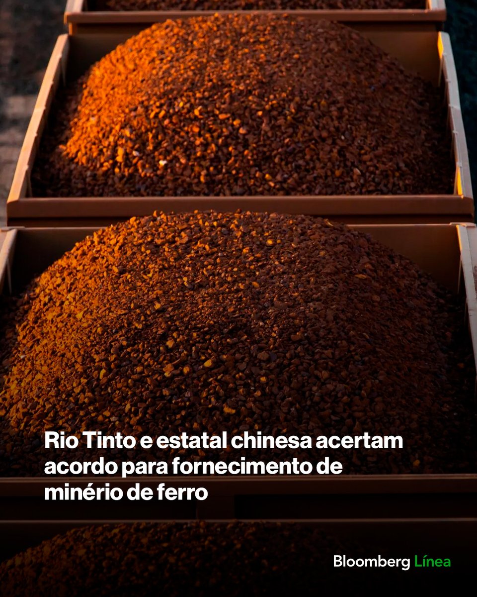 BloombergLineaB's tweet photo. Rio Tinto e estatal chinesa acertam acordo para fornecimento de minério de ferro. Saiba mais: https://t.co/nKvt0LemoK https://t.co/rWmVRF4EM8