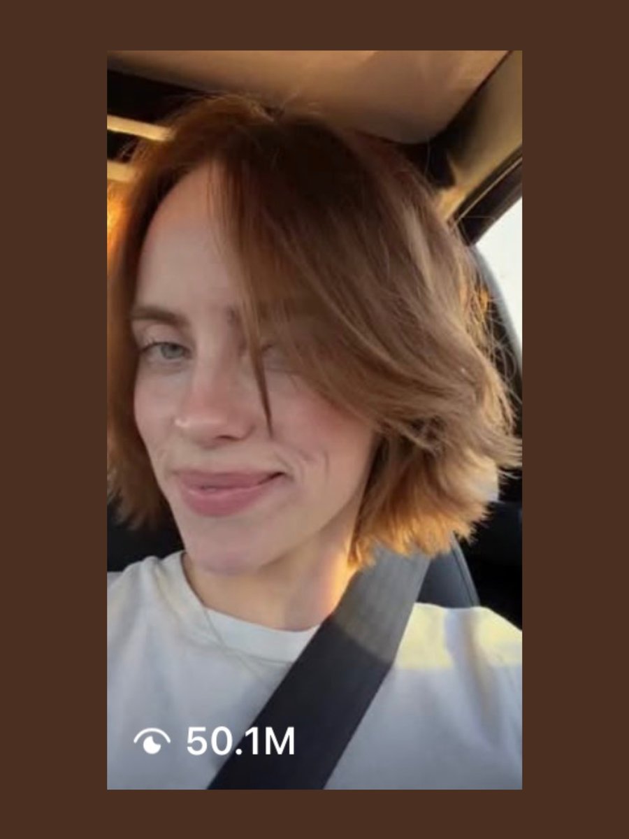 BillieSpotify_'s tweet photo. 🚨 Billie Eilish's new hair reveal has now surpassed 50 MILLION views on Instagram in just 7 hours. https://t.co/Jr6RoEZvtC