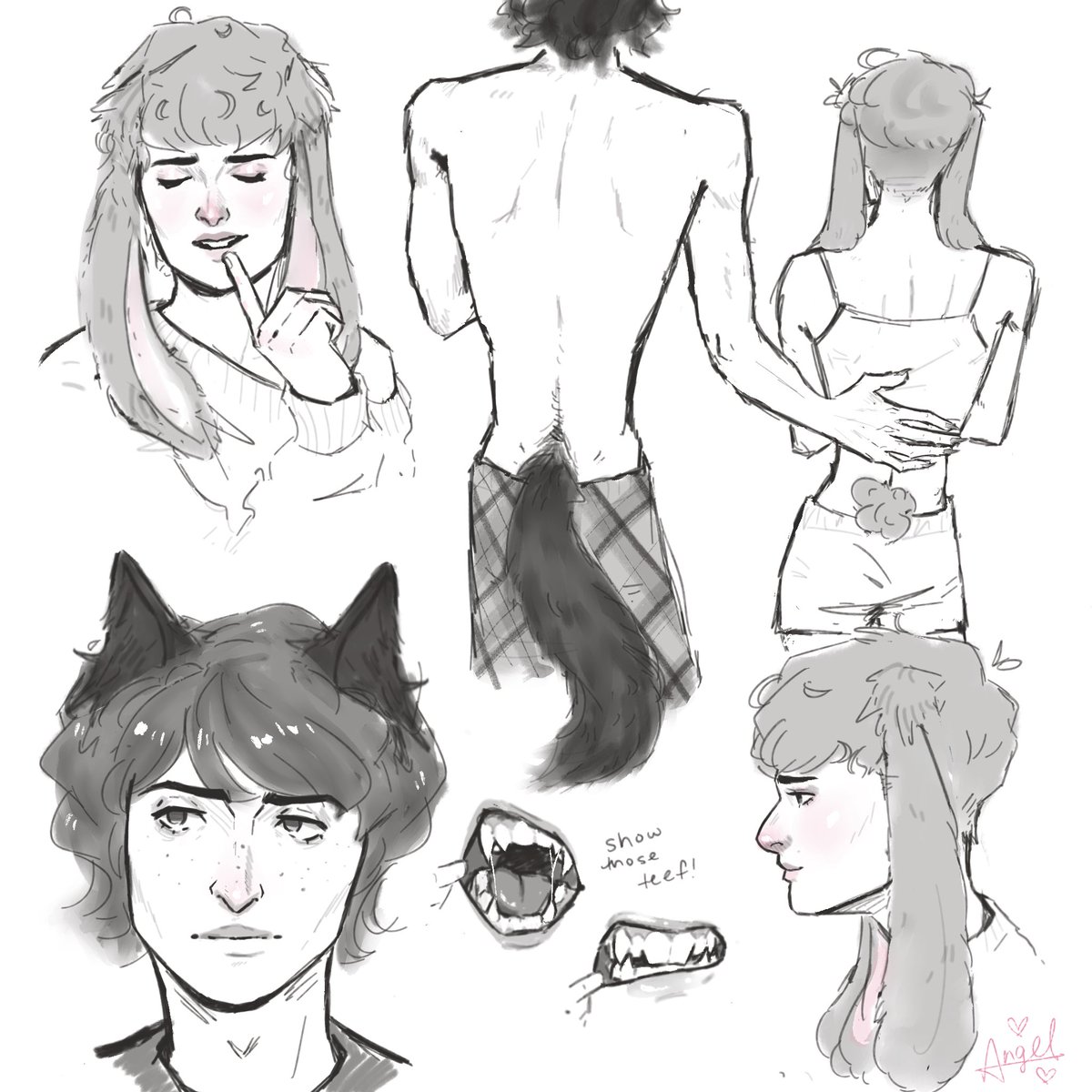 prttyp1nkangell's tweet photo. #werehare 

got lazy in the top left bc i wanted to draw the teef so bad LMFAO 

HERES THE WEREHARE EVERYONES BEEN ASKING FOR, PLS TELL ME MIKE LOOKS LIKE A WOLF AND NOT A CAT :'c https://t.co/7NBMoZbTxY