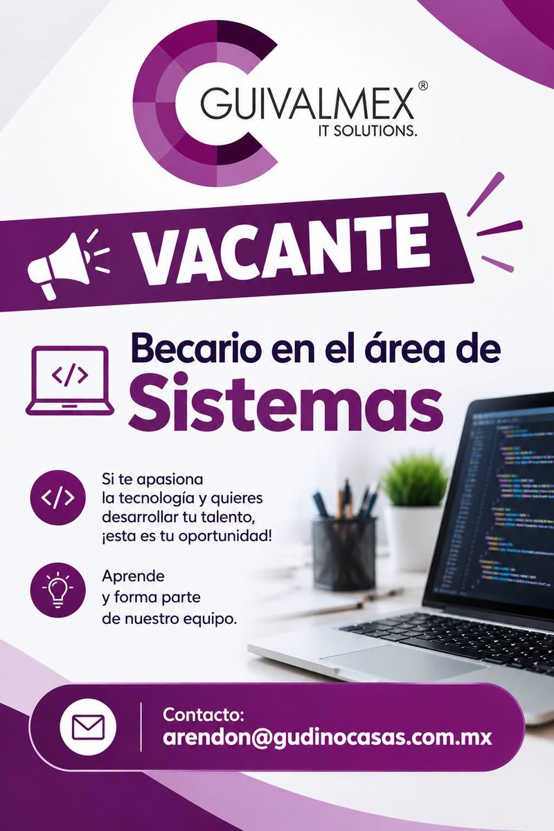 UNIVDEP's tweet photo. 💻 ¡Desarrolla tu talento en el área de Sistemas!

✍🏻 Contacto: arendon@gudinocasas.com.mx / christian.echeverria@univdep.edu.mx

#UNIVDEP #UBS #OportunidadProfesional #ComunidadUBS https://t.co/brH8eoGwDS