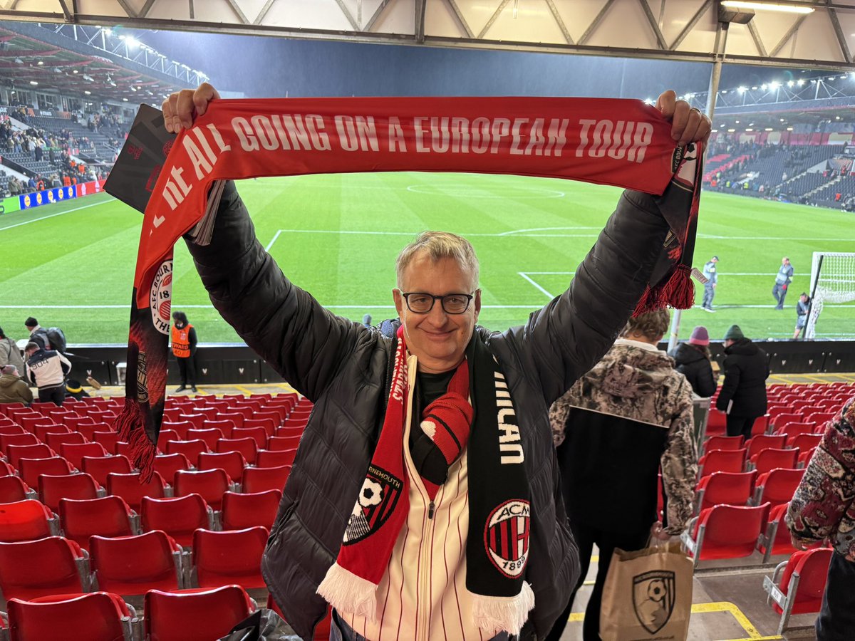 dcindc2026's tweet photo. Tonight was a living dream. Thanks @afcbournemouth  for making this old man very happy. https://t.co/0kBPBVYnQZ