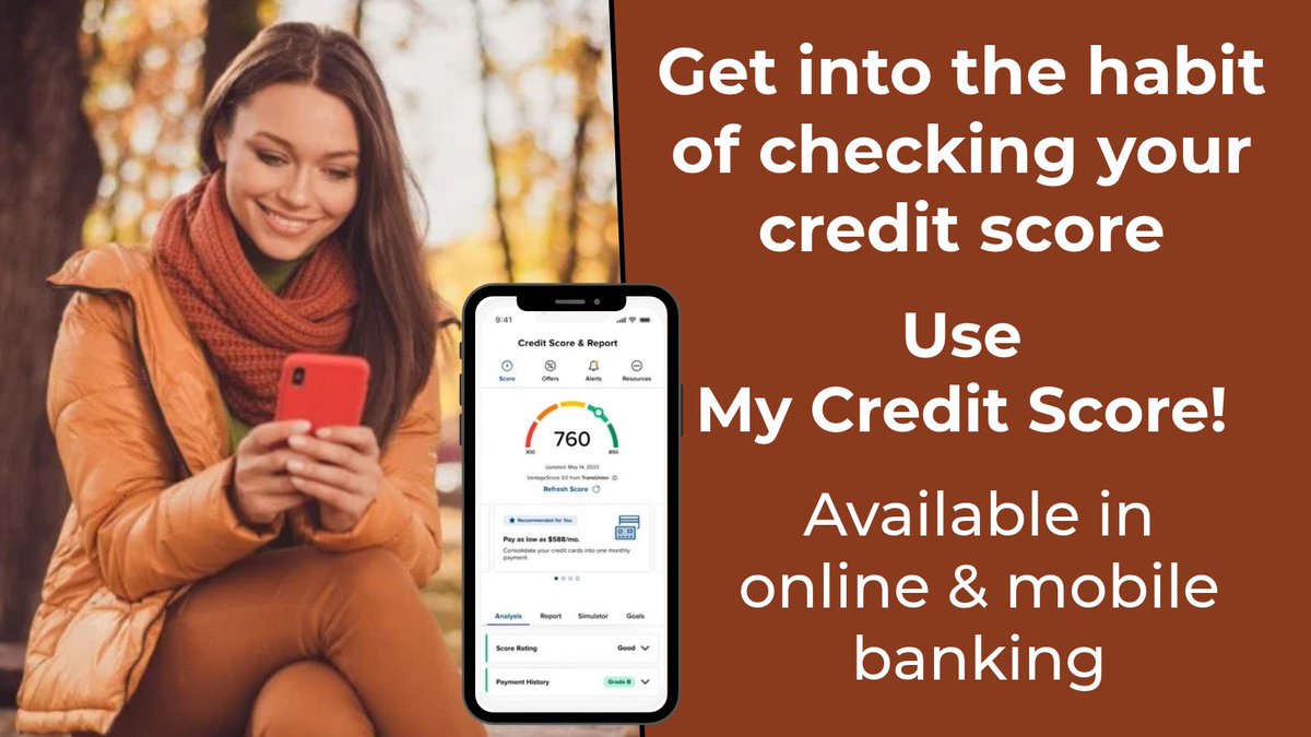 IAACU's tweet photo. Last Thursday was National Get Smart About Credit Day! It’s a great reminder to make checking your credit score a regular habit. With My Credit Score, IAACU members can easily keep an eye on their credit score for free through online and mobile banking. 📲 https://t.co/E7uOINx9Bw