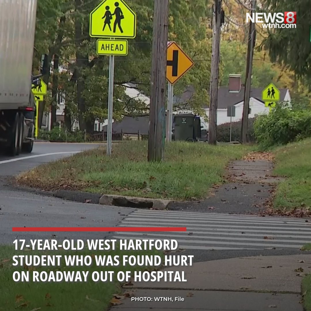 WTNH's tweet photo. A 17-year-old Hall High School student who was found with “serious injuries” off the roadway of North Main Street in West Hartford last week was released from the hospital, police said Thursday.
https://t.co/y1XVOEYHhb https://t.co/NeMXcmhI9H