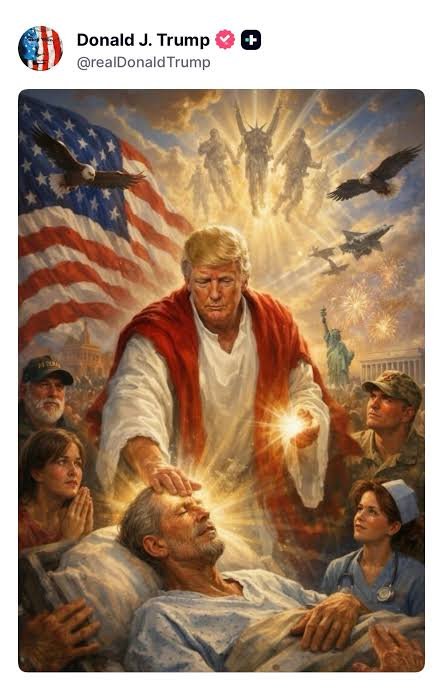 ProudOhioMom1's tweet photo. @MaryEli73978732 @IVANKATRUMvg8m Don't you get it? 

Christ has abandoned us!

Jesus was a false prophet!

The chief priests were right!

There is only one true lord... one true savior... one true god... and that is DONALD J. TRUMP!!!

You have to drop to your knees and worship him before it is too late! https://t.co/prdoiGoqH1