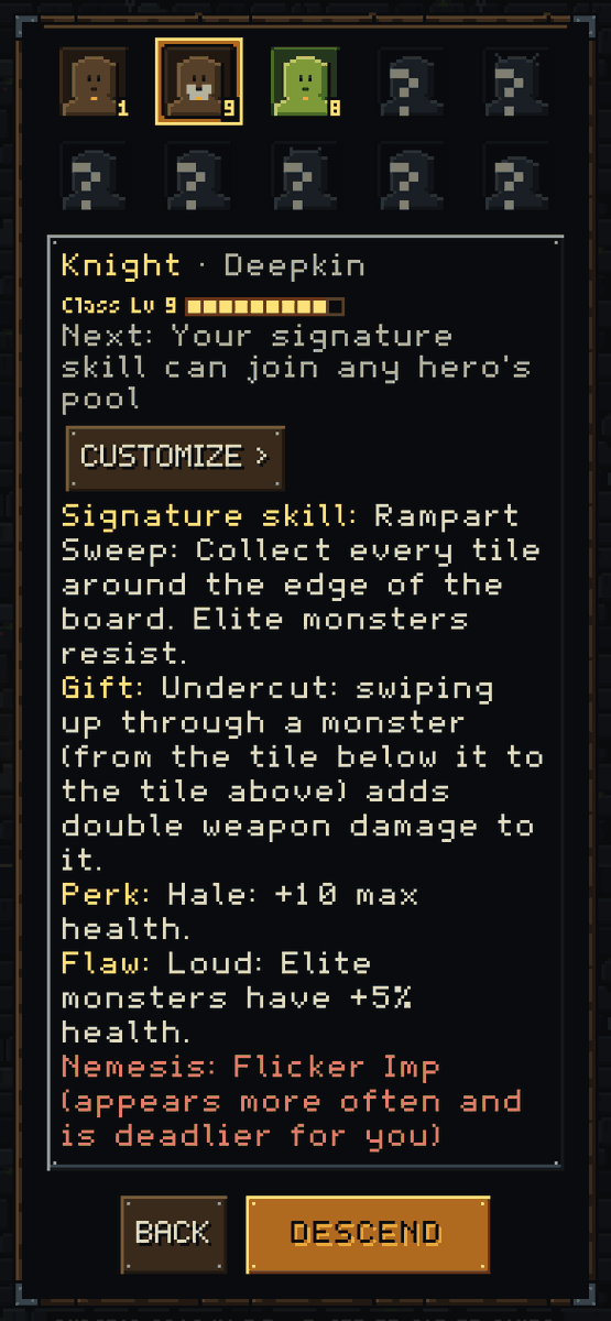 gigigarcade's tweet photo. How Dungeon Drag works, in 4 tiles:
⚔️💀 = hit stuff
🧪 = heal
🛡️ = armor
🪙 = upgrades
Drag 3+ in a row. Level up. Unlock class skills. Don't die. #pixelart https://t.co/XVSNY7RYrH
