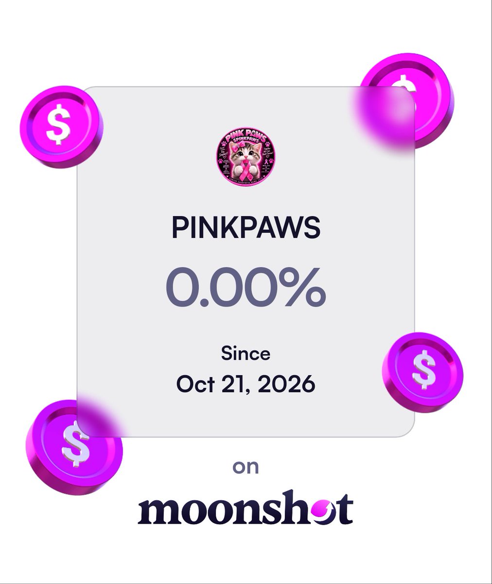 PinkPawsCoin's tweet photo. I'm up 0.00% on Moonshot: https://t.co/dXWKuIvsBf https://t.co/BP2ZYKqnqr