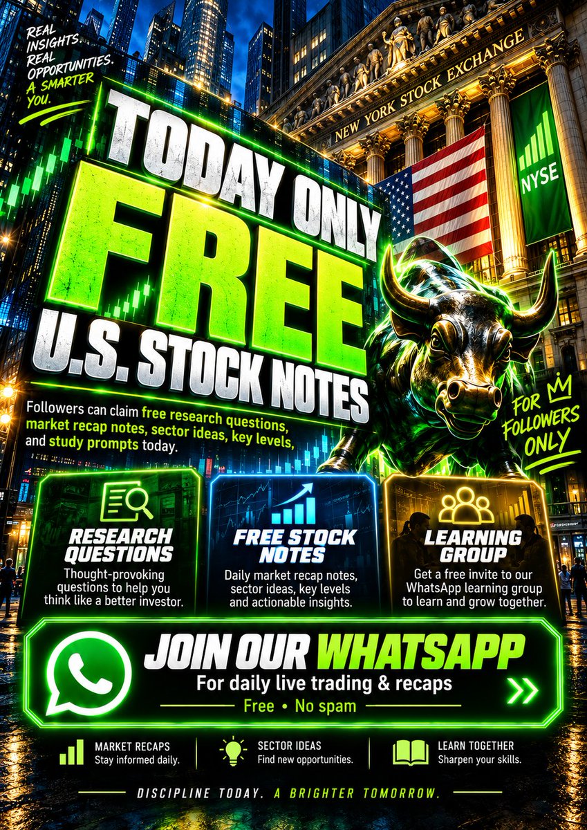 Andicastle1982's tweet photo. Today's follower bonus: my U.S. stock earnings notes, watchlist &amp; key levels, free. Message my assistant on WhatsApp today and she'll send them over plus an invite to our free study group. Tap below to contact her and claim yours. 👇 👇 https://t.co/JlBiiFrqxI https://t.co/CPNOj0d6AC